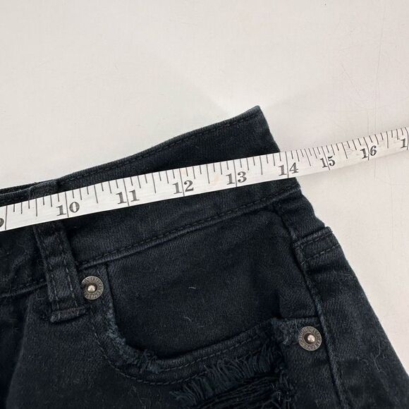 American Eagle Black Distressed Cut Off Hi Rise‎ Festival Stretch Shorts Size 4 - Picture 6 of 8